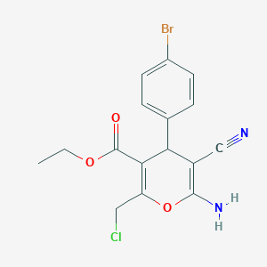 molecular formula C16H14BrClN2O3 B3837900 ethyl 6-amino-4-(4-bromophenyl)-2-(chloromethyl)-5-cyano-4H-pyran-3-carboxylate 