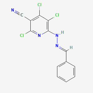 molecular formula C13H7Cl3N4 B3837920 6-(2-benzylidenehydrazino)-2,4,5-trichloronicotinonitrile 