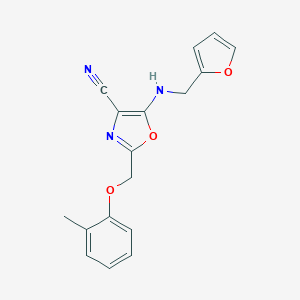 molecular formula C17H15N3O3 B383793 5-[(Furan-2-ylmethyl)-amino]-2-o-tolyloxymethyl-oxazole-4-carbonitrile CAS No. 606945-85-1