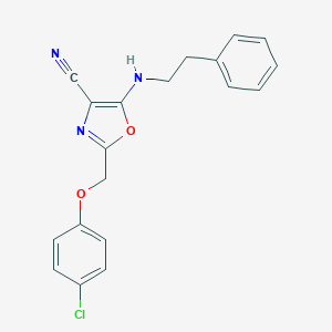 2-[(4-Chlorophenoxy)methyl]-5-[(2-phenylethyl)amino]-1,3-oxazole-4-carbonitrile
