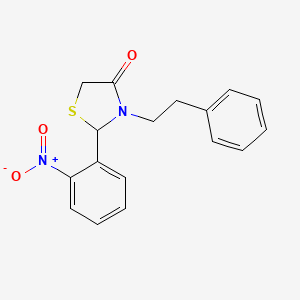 molecular formula C17H16N2O3S B3837964 2-(2-nitrophenyl)-3-(2-phenylethyl)-1,3-thiazolidin-4-one 