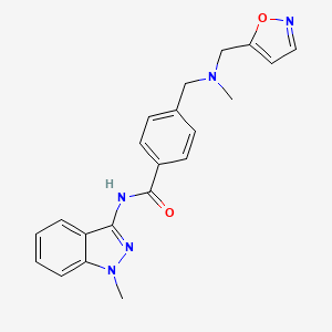 molecular formula C21H21N5O2 B3837967 4-{[(isoxazol-5-ylmethyl)(methyl)amino]methyl}-N-(1-methyl-1H-indazol-3-yl)benzamide 