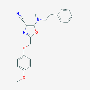 molecular formula C20H19N3O3 B383797 2-[(4-Methoxyphenoxy)methyl]-5-[(2-phenylethyl)amino]-1,3-oxazole-4-carbonitrile CAS No. 606946-50-3