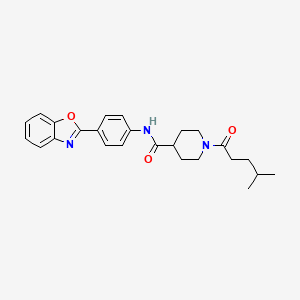 molecular formula C25H29N3O3 B3837972 N-[4-(1,3-benzoxazol-2-yl)phenyl]-1-(4-methylpentanoyl)-4-piperidinecarboxamide 
