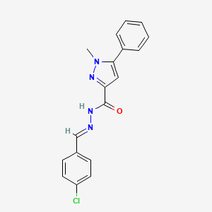molecular formula C18H15ClN4O B3837978 N'-(4-chlorobenzylidene)-1-methyl-5-phenyl-1H-pyrazole-3-carbohydrazide 