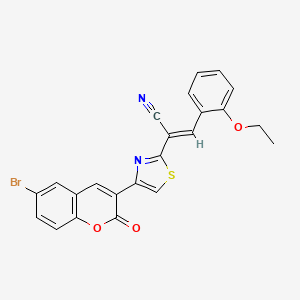 molecular formula C23H15BrN2O3S B3837987 2-[4-(6-bromo-2-oxo-2H-chromen-3-yl)-1,3-thiazol-2-yl]-3-(2-ethoxyphenyl)acrylonitrile 