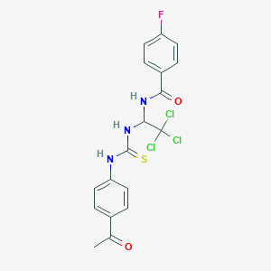 N-(1-{[(4-acetylanilino)carbothioyl]amino}-2,2,2-trichloroethyl)-4-fluorobenzamide