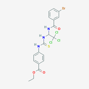 molecular formula C19H17BrCl3N3O3S B383803 Ethyl 4-{[({1-[(3-bromobenzoyl)amino]-2,2,2-trichloroethyl}amino)carbothioyl]amino}benzoate 