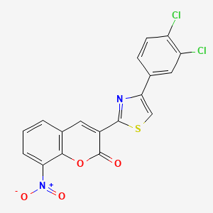 molecular formula C18H8Cl2N2O4S B3838043 3-[4-(3,4-dichlorophenyl)-1,3-thiazol-2-yl]-8-nitro-2H-chromen-2-one 