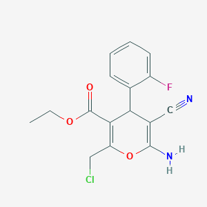 molecular formula C16H14ClFN2O3 B3838047 ethyl 6-amino-2-(chloromethyl)-5-cyano-4-(2-fluorophenyl)-4H-pyran-3-carboxylate 