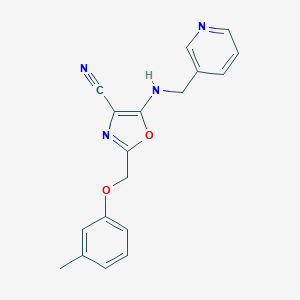 2-[(3-Methylphenoxy)methyl]-5-[(3-pyridinylmethyl)amino]-1,3-oxazole-4-carbonitrile