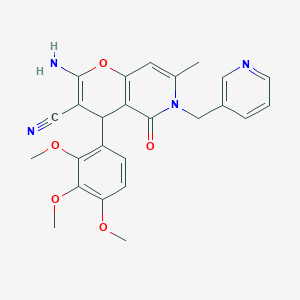 2-amino-7-methyl-5-oxo-6-(pyridin-3-ylmethyl)-4-(2,3,4-trimethoxyphenyl)-4H-pyrano[3,2-c]pyridine-3-carbonitrile