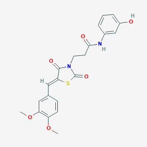 molecular formula C21H20N2O6S B383817 3-[5-(3,4-dimethoxybenzylidene)-2,4-dioxo-1,3-thiazolidin-3-yl]-N-(3-hydroxyphenyl)propanamide CAS No. 501104-08-1