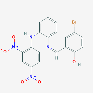 molecular formula C19H13BrN4O5 B3838197 4-bromo-2-[({2-[(2,4-dinitrophenyl)amino]phenyl}imino)methyl]phenol 