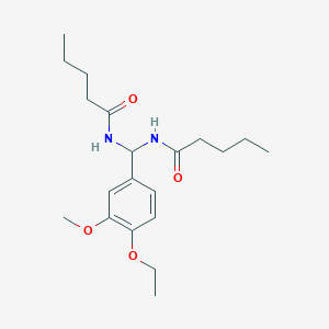 molecular formula C20H32N2O4 B383821 N-[(4-ethoxy-3-methoxyphenyl)(pentanoylamino)methyl]pentanamide 