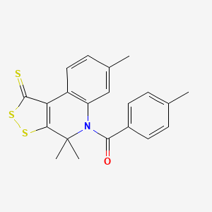 molecular formula C21H19NOS3 B3838218 4,4,7-trimethyl-5-(4-methylbenzoyl)-4,5-dihydro-1H-[1,2]dithiolo[3,4-c]quinoline-1-thione 