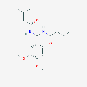 molecular formula C20H32N2O4 B383822 N-{(4-ethoxy-3-methoxyphenyl)[(3-methylbutanoyl)amino]methyl}-3-methylbutanamide 