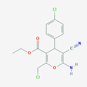 molecular formula C16H14Cl2N2O3 B3838230 ethyl 6-amino-2-(chloromethyl)-4-(4-chlorophenyl)-5-cyano-4H-pyran-3-carboxylate 