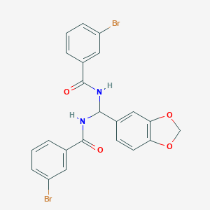 molecular formula C22H16Br2N2O4 B383827 N-{1,3-benzodioxol-5-yl[(3-bromobenzoyl)amino]methyl}-3-bromobenzamide 