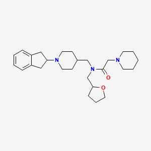 molecular formula C27H41N3O2 B3838306 N-{[1-(2,3-dihydro-1H-inden-2-yl)-4-piperidinyl]methyl}-2-(1-piperidinyl)-N-(tetrahydro-2-furanylmethyl)acetamide 
