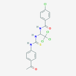 molecular formula C18H15Cl4N3O2S B383832 N-(1-{[(4-acetylanilino)carbothioyl]amino}-2,2,2-trichloroethyl)-4-chlorobenzamide 