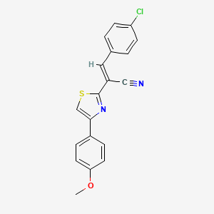 molecular formula C19H13ClN2OS B3838340 3-(4-chlorophenyl)-2-[4-(4-methoxyphenyl)-1,3-thiazol-2-yl]acrylonitrile 