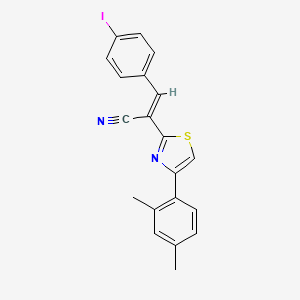molecular formula C20H15IN2S B3838341 2-[4-(2,4-dimethylphenyl)-1,3-thiazol-2-yl]-3-(4-iodophenyl)acrylonitrile 