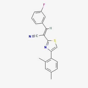 2-[4-(2,4-dimethylphenyl)-1,3-thiazol-2-yl]-3-(3-fluorophenyl)acrylonitrile