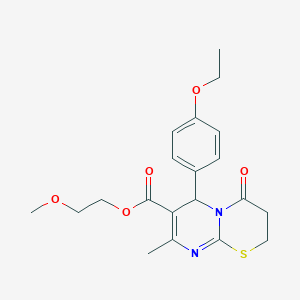 molecular formula C20H24N2O5S B383843 2-methoxyethyl 6-(4-ethoxyphenyl)-8-methyl-4-oxo-3,6-dihydro-2H-pyrimido[2,1-b][1,3]thiazine-7-carboxylate CAS No. 608490-44-4