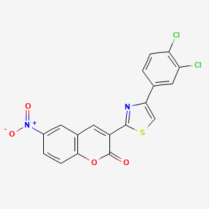molecular formula C18H8Cl2N2O4S B3838439 3-[4-(3,4-dichlorophenyl)-1,3-thiazol-2-yl]-6-nitro-2H-chromen-2-one 