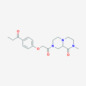 molecular formula C19H25N3O4 B3838475 2-methyl-8-[(4-propionylphenoxy)acetyl]hexahydro-2H-pyrazino[1,2-a]pyrazin-1(6H)-one 