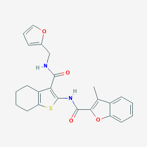 molecular formula C24H22N2O4S B383848 N-(3-{[(2-furylmethyl)amino]carbonyl}-4,5,6,7-tetrahydro-1-benzothien-2-yl)-3-methyl-1-benzofuran-2-carboxamide 