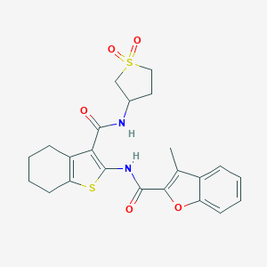 molecular formula C23H24N2O5S2 B383849 N-[3-[(1,1-dioxothiolan-3-yl)carbamoyl]-4,5,6,7-tetrahydro-1-benzothiophen-2-yl]-3-methyl-1-benzofuran-2-carboxamide CAS No. 608121-43-3