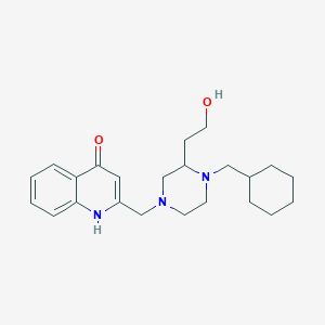 molecular formula C23H33N3O2 B3838530 2-{[4-(cyclohexylmethyl)-3-(2-hydroxyethyl)-1-piperazinyl]methyl}-4-quinolinol 