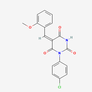 molecular formula C18H13ClN2O4 B3838555 1-(4-chlorophenyl)-5-(2-methoxybenzylidene)-2,4,6(1H,3H,5H)-pyrimidinetrione 