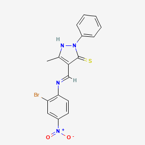 molecular formula C17H13BrN4O2S B3838574 4-{[(2-bromo-4-nitrophenyl)amino]methylene}-5-methyl-2-phenyl-2,4-dihydro-3H-pyrazole-3-thione 