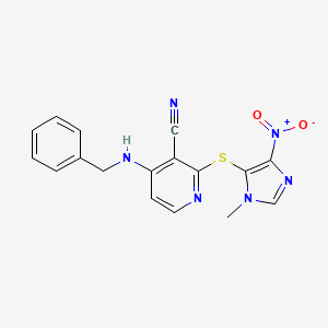 molecular formula C17H14N6O2S B3838594 4-(benzylamino)-2-[(1-methyl-4-nitro-1H-imidazol-5-yl)thio]nicotinonitrile 