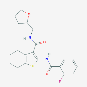 molecular formula C21H23FN2O3S B383861 2-[(2-fluorobenzoyl)amino]-N-(oxolan-2-ylmethyl)-4,5,6,7-tetrahydro-1-benzothiophene-3-carboxamide CAS No. 378762-66-4