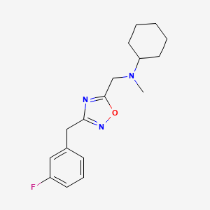 molecular formula C17H22FN3O B3838619 N-{[3-(3-fluorobenzyl)-1,2,4-oxadiazol-5-yl]methyl}-N-methylcyclohexanamine 