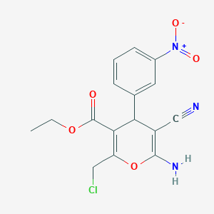 molecular formula C16H14ClN3O5 B3838626 ethyl 6-amino-2-(chloromethyl)-5-cyano-4-(3-nitrophenyl)-4H-pyran-3-carboxylate 