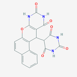 molecular formula C19H12N4O6 B3838642 5-(9,11-dioxo-8,10,11,12-tetrahydro-9H-benzo[5,6]chromeno[2,3-d]pyrimidin-12-yl)-2,4,6(1H,3H,5H)-pyrimidinetrione 