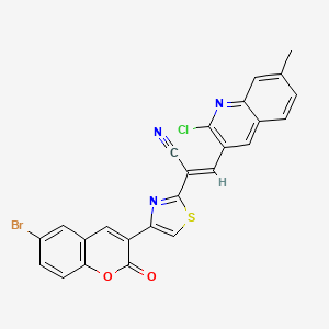 molecular formula C25H13BrClN3O2S B3838664 2-[4-(6-bromo-2-oxo-2H-chromen-3-yl)-1,3-thiazol-2-yl]-3-(2-chloro-7-methyl-3-quinolinyl)acrylonitrile 