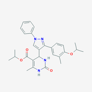 molecular formula C28H32N4O4 B383867 propan-2-yl 6-methyl-4-{3-[3-methyl-4-(propan-2-yloxy)phenyl]-1-phenyl-1H-pyrazol-4-yl}-2-oxo-1,2,3,4-tetrahydropyrimidine-5-carboxylate CAS No. 956501-08-9