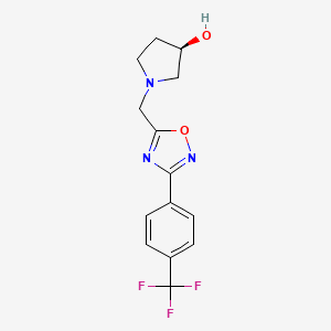 molecular formula C14H14F3N3O2 B3838670 (3R)-1-({3-[4-(trifluoromethyl)phenyl]-1,2,4-oxadiazol-5-yl}methyl)-3-pyrrolidinol 