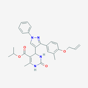 molecular formula C28H30N4O4 B383868 propan-2-yl 6-methyl-4-[3-(3-methyl-4-prop-2-enoxyphenyl)-1-phenylpyrazol-4-yl]-2-oxo-3,4-dihydro-1H-pyrimidine-5-carboxylate CAS No. 889994-66-5