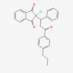 molecular formula C27H23ClO3 B3838681 2-chloro-2-[3-oxo-1-phenyl-3-(4-propylphenyl)propyl]-1H-indene-1,3(2H)-dione 