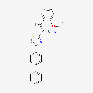 molecular formula C26H20N2OS B3838699 2-[4-(4-biphenylyl)-1,3-thiazol-2-yl]-3-(2-ethoxyphenyl)acrylonitrile 