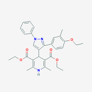 molecular formula C31H35N3O5 B383870 diethyl 4-[3-(4-ethoxy-3-methylphenyl)-1-phenyl-1H-pyrazol-4-yl]-2,6-dimethyl-1,4-dihydropyridine-3,5-dicarboxylate 