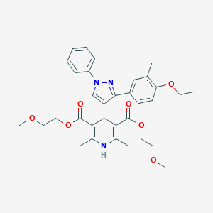 molecular formula C33H39N3O7 B383871 bis(2-methoxyethyl) 4-[3-(4-ethoxy-3-methylphenyl)-1-phenyl-1H-pyrazol-4-yl]-2,6-dimethyl-1,4-dihydropyridine-3,5-dicarboxylate 