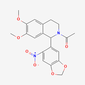 molecular formula C20H20N2O7 B3838722 2-acetyl-6,7-dimethoxy-1-(6-nitro-1,3-benzodioxol-5-yl)-1,2,3,4-tetrahydroisoquinoline 